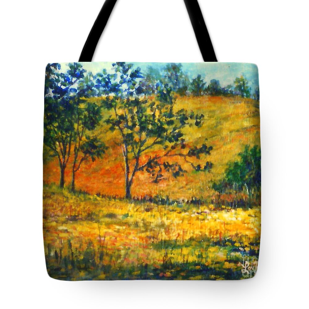 Fall Landscape Tote Bag featuring the painting California Fields by Lou Ann Bagnall