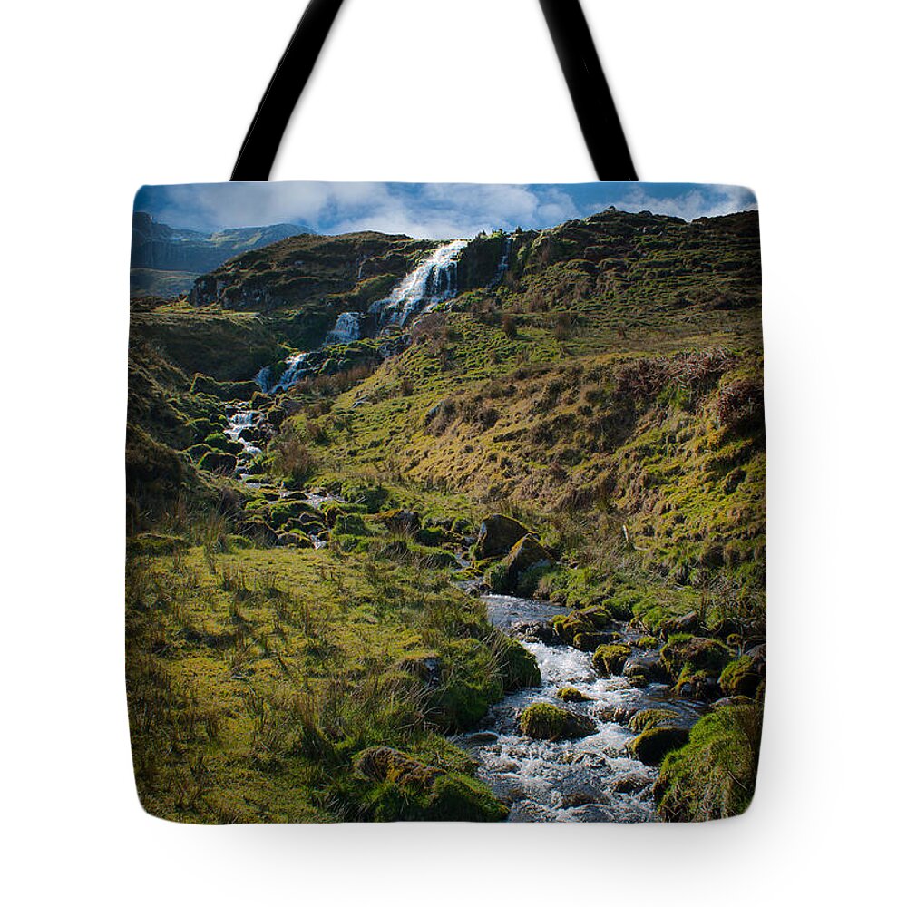 Chris Tote Bag featuring the photograph Calmness at the falls by Chris Boulton