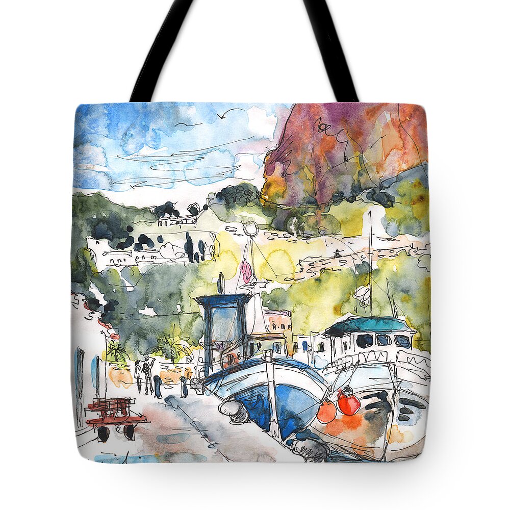 Travel Tote Bag featuring the painting Calpe Harbour 05 by Miki De Goodaboom