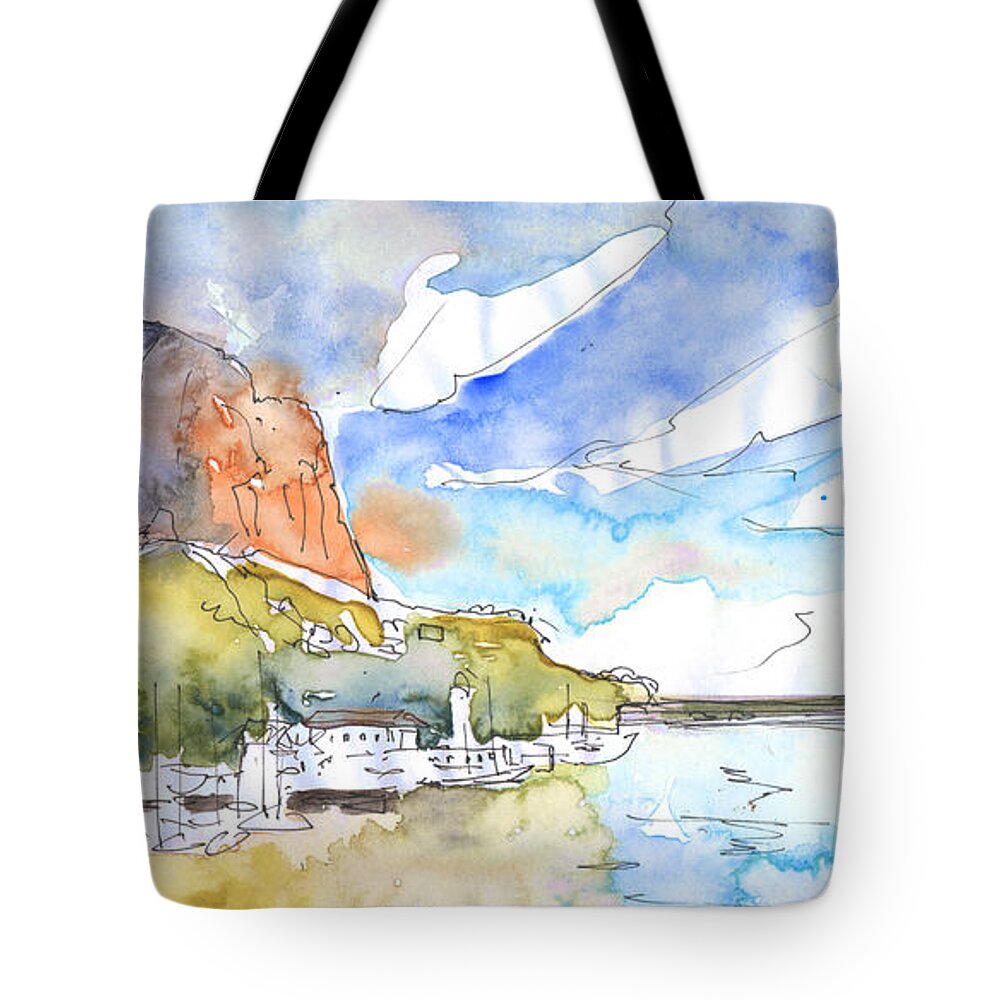 Travel Tote Bag featuring the painting Calpe Harbour 06 by Miki De Goodaboom