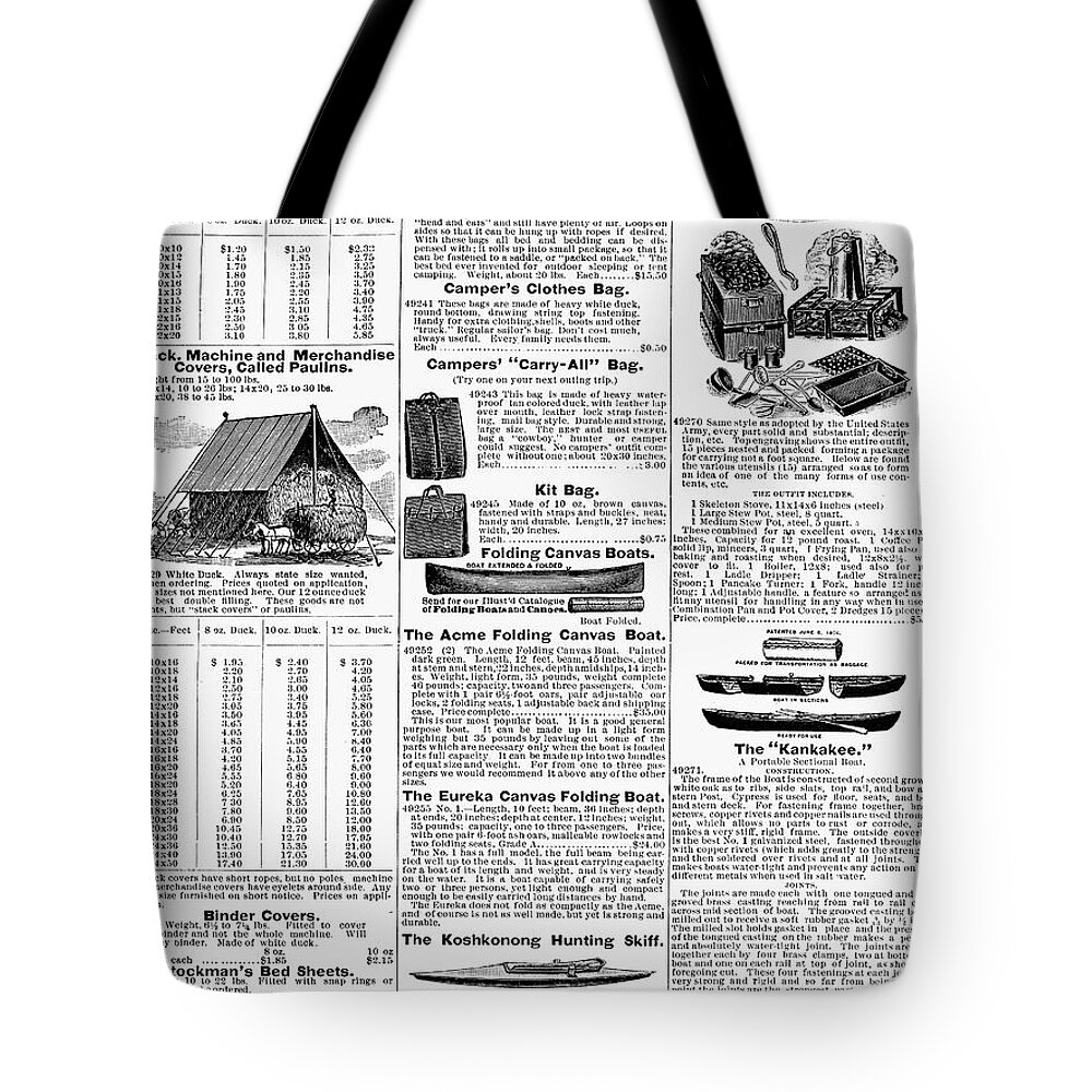 1895 Tote Bag featuring the photograph Camping Equipment, 1895 by Granger