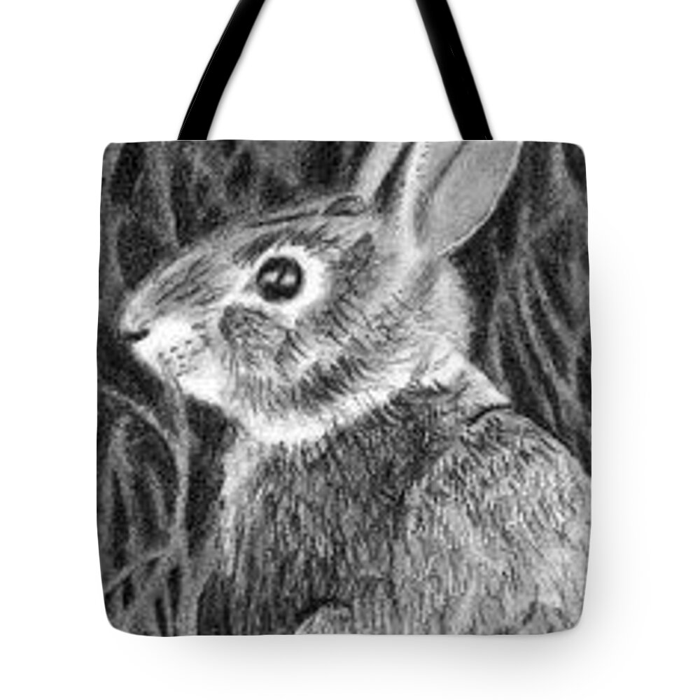 Bunny Tote Bag featuring the drawing Can't See Me - ACEO by Ana Tirolese