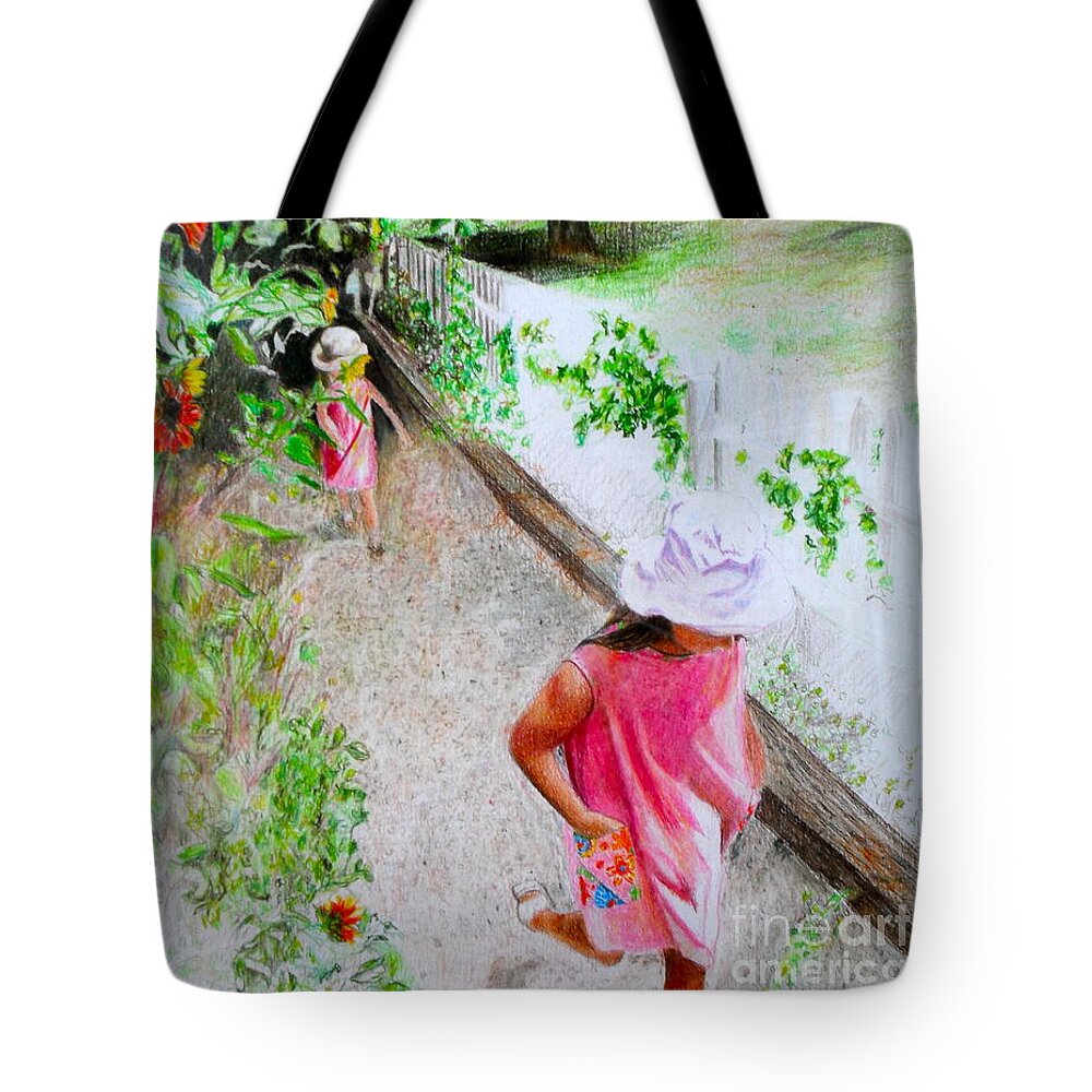 Art For Girls Tote Bag featuring the drawing Carefree by Beth Saffer