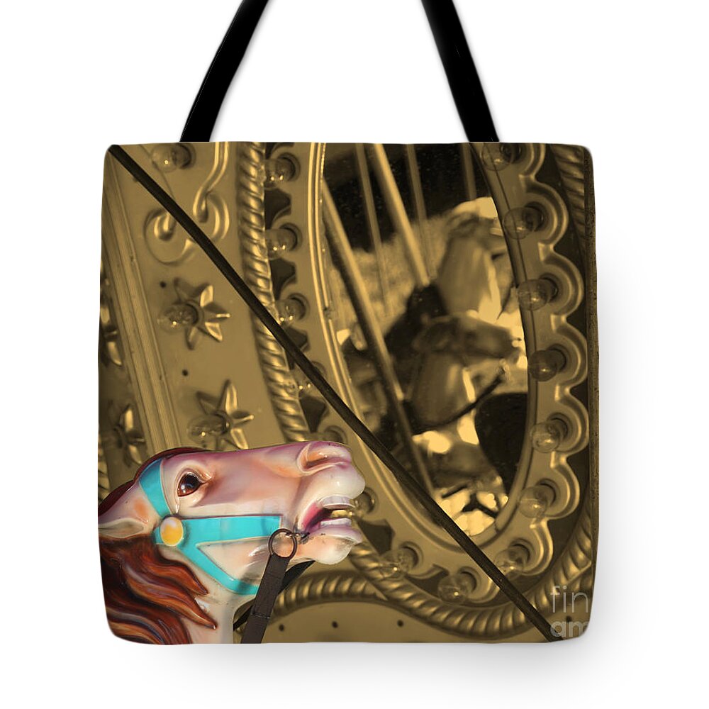 Carousel Horse Tote Bag featuring the photograph Carousel Memories by Smilin Eyes Treasures