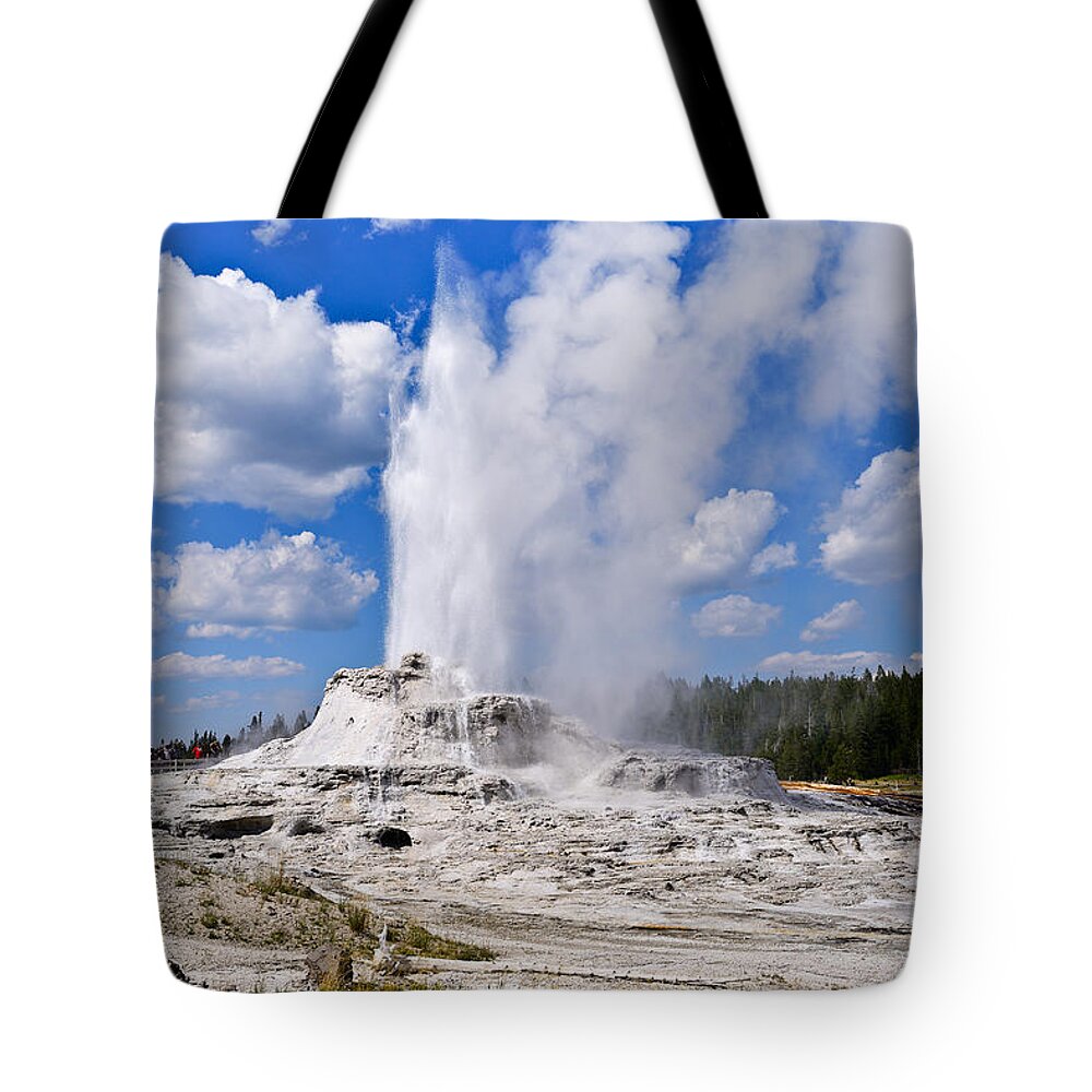 Castle Geyser Tote Bag featuring the photograph Castle Geyser by Greg Norrell