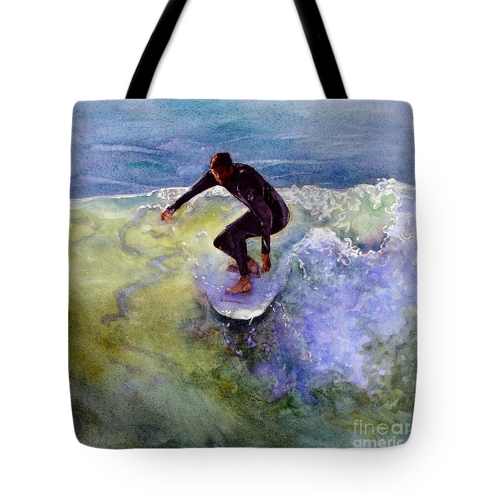 Wave Tote Bag featuring the painting Catch a Wave by Bonnie Rinier