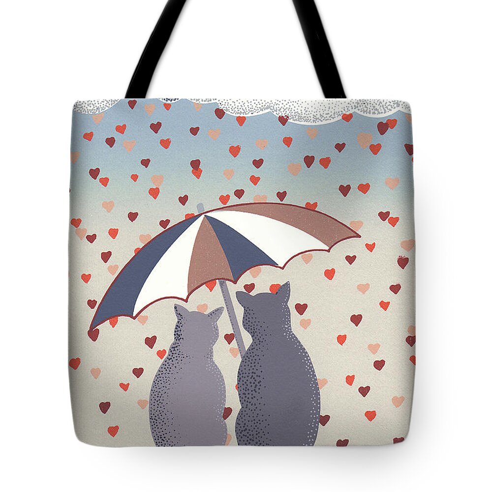Cats Serigraph Tote Bag featuring the relief Cats in Love by Anne Gifford
