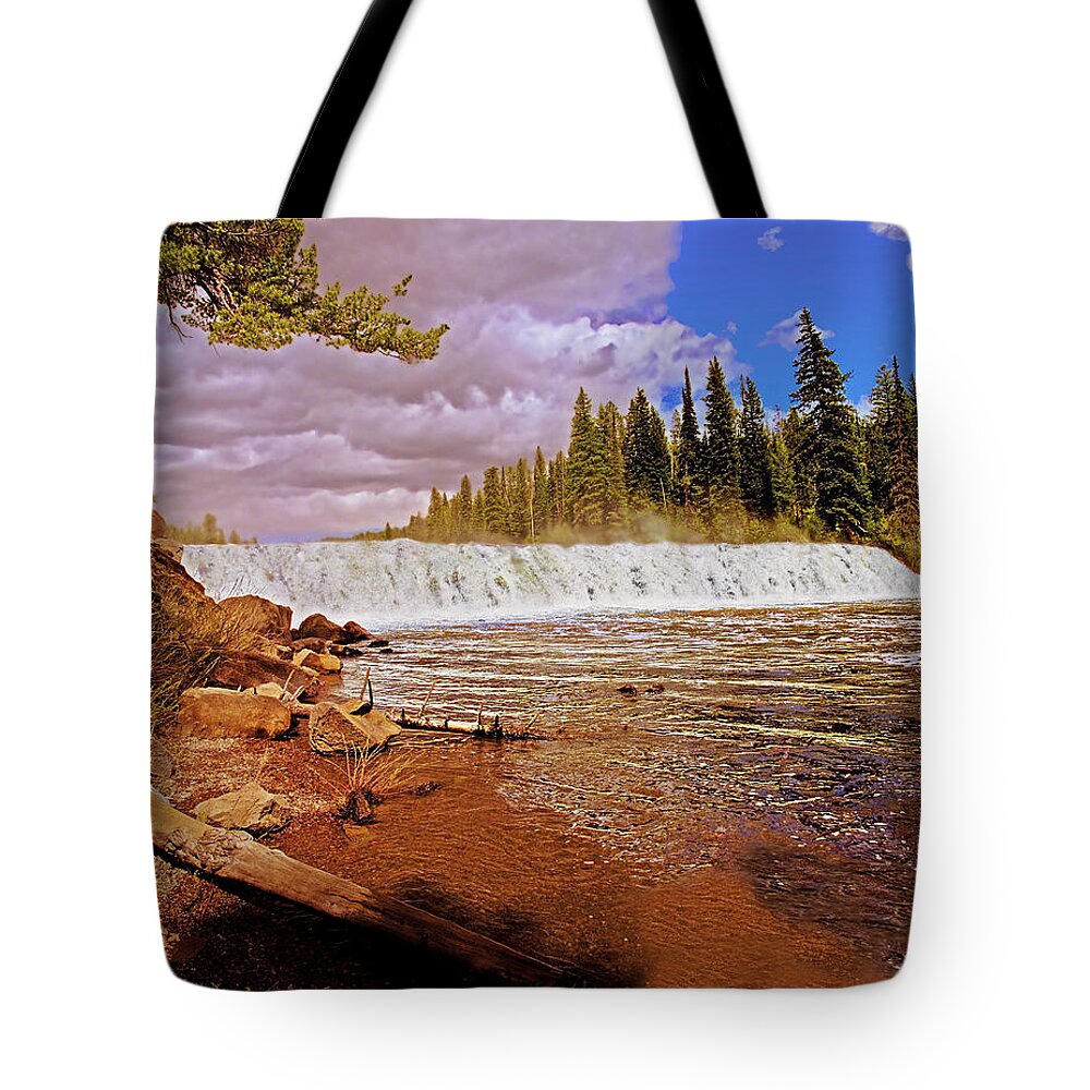 Wyoming Tote Bag featuring the photograph Cave Falls by Rich Walter