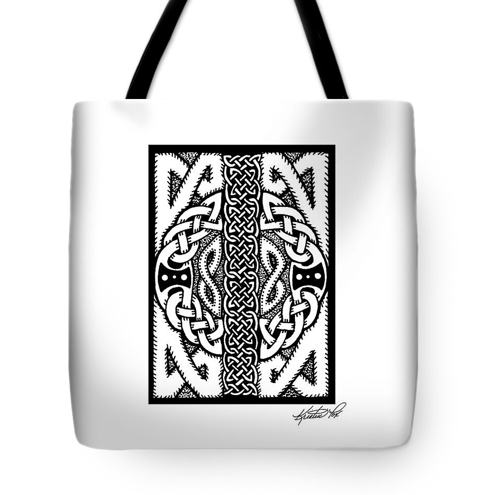 Artoffoxvox Tote Bag featuring the drawing Celtic Double Doors by Kristen Fox