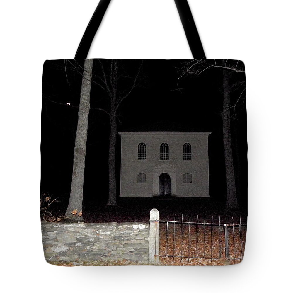 Cemetery Tote Bag featuring the photograph Cemetery on a full moons night by Kim Galluzzo