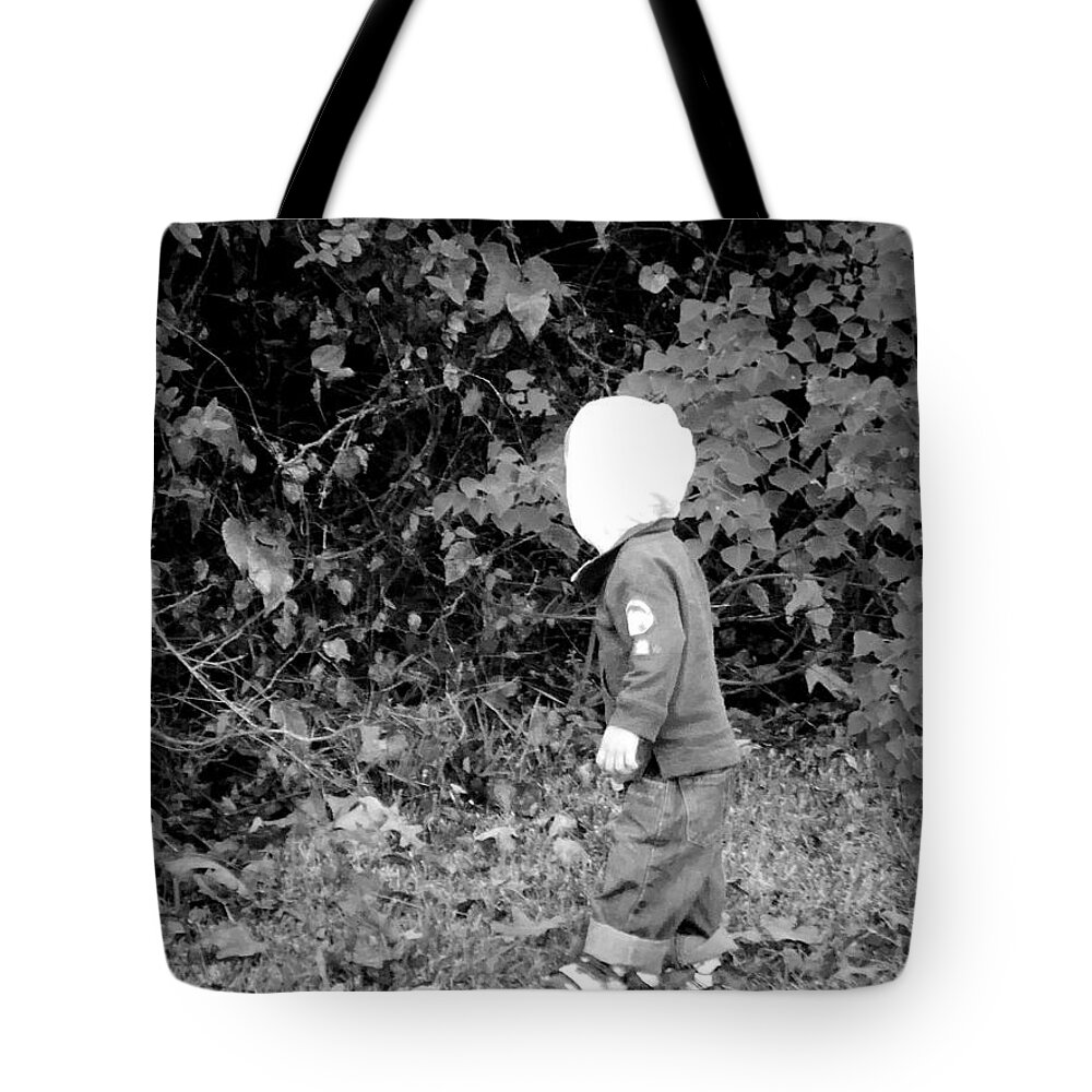Ester Rogers Black And White Canvas Prints Tote Bag featuring the photograph Checking On Something by Ester McGuire