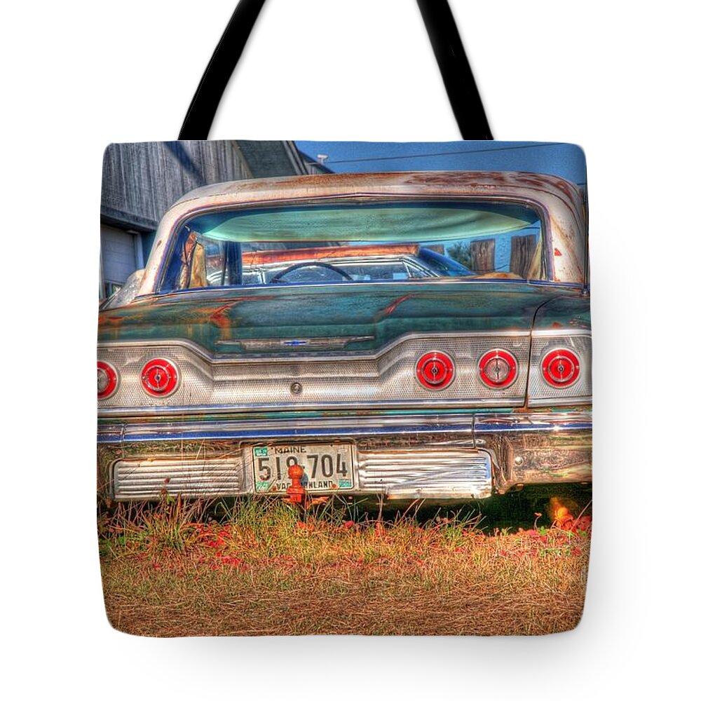 Chevy Tote Bag featuring the photograph Chevy Blue by Brenda Giasson