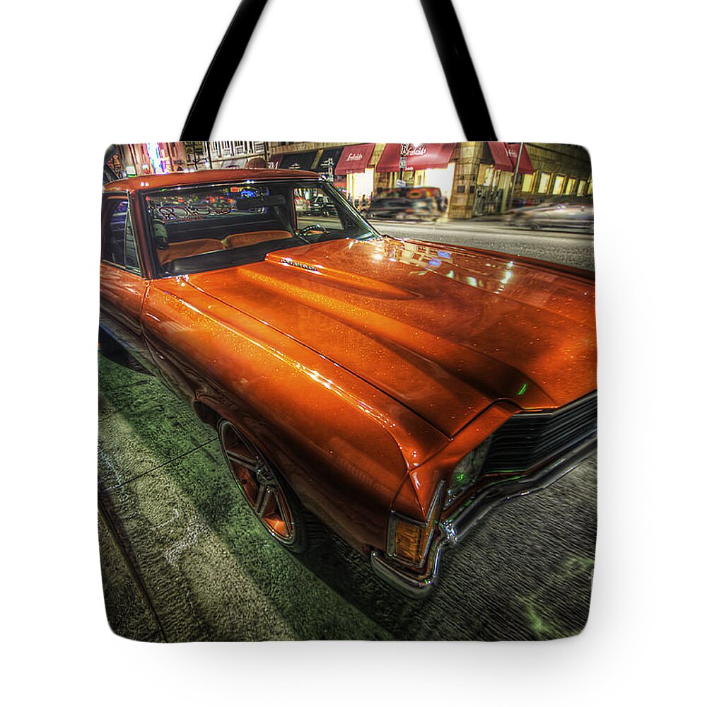 Yhun Suarez Tote Bag featuring the photograph Chevy Impala by Yhun Suarez