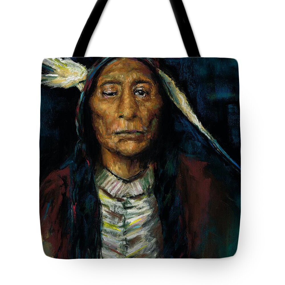 Native American Tote Bag featuring the painting Chief Blackfeet by Frances Marino