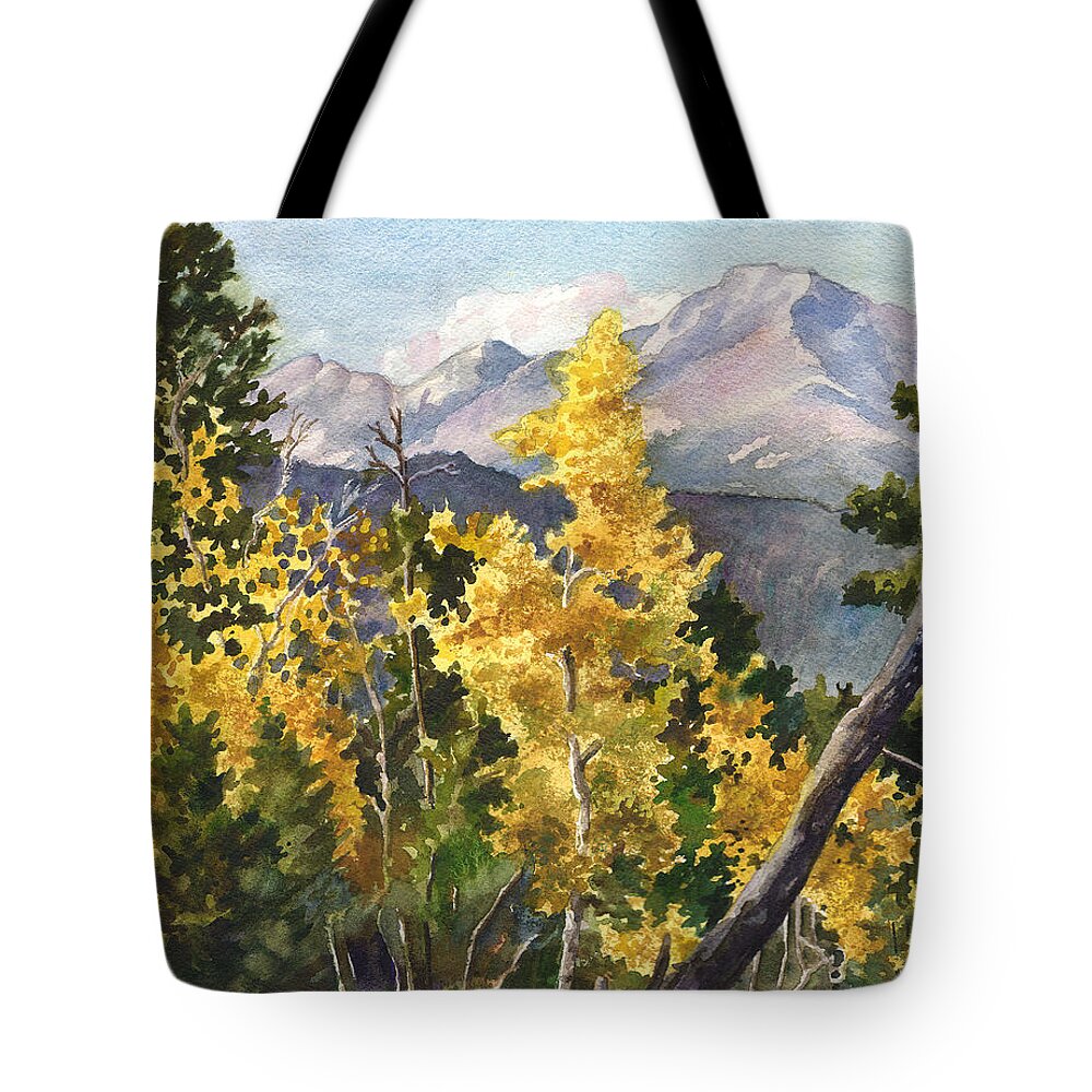 Colorado Rocky Mountains Painting Tote Bag featuring the painting Chief's Head Mountain by Anne Gifford
