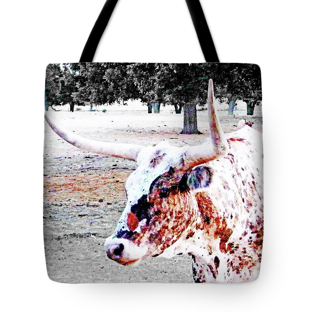 Steer Tote Bag featuring the digital art Cibolo Ranch Steer by Lizi Beard-Ward