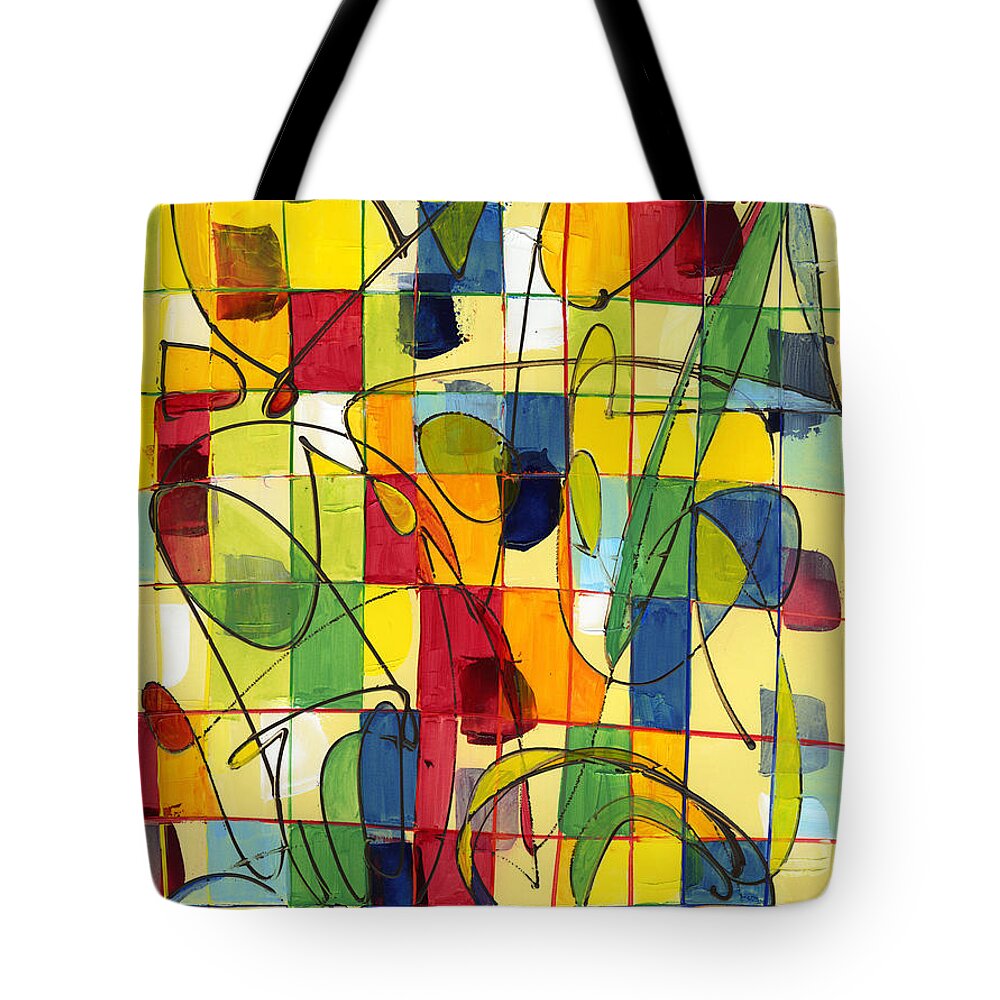 Abstract Tote Bag featuring the painting Circus Partners by Lynne Taetzsch