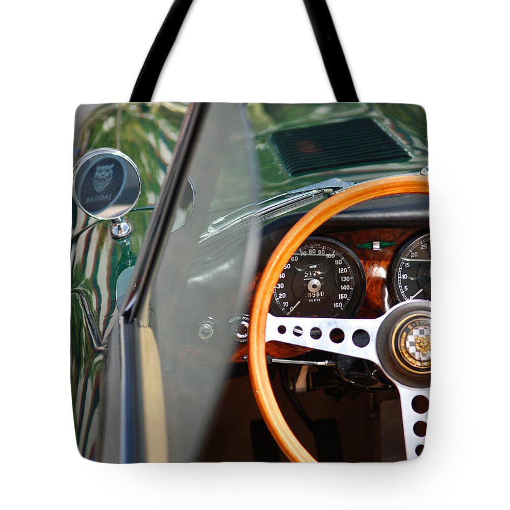 Jaguar Tote Bag featuring the photograph Classic Green Jaguar Artwork by Shane Kelly