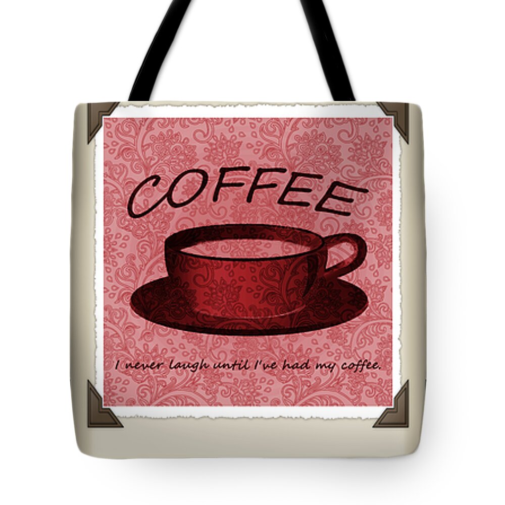 Coffee Tote Bag featuring the digital art Coffee Flowers Scrapbook Triptych 1 by Angelina Tamez