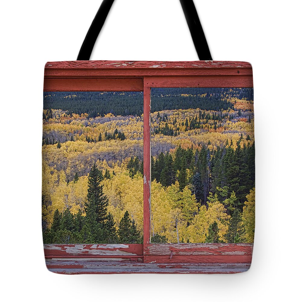 Picture Tote Bag featuring the photograph Colorado Red Rustic Picture Window Frame Photo Art by James BO Insogna