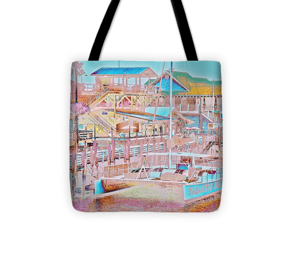  Tote Bag featuring the painting Colors of Shem Creek SC by Virginia Bond