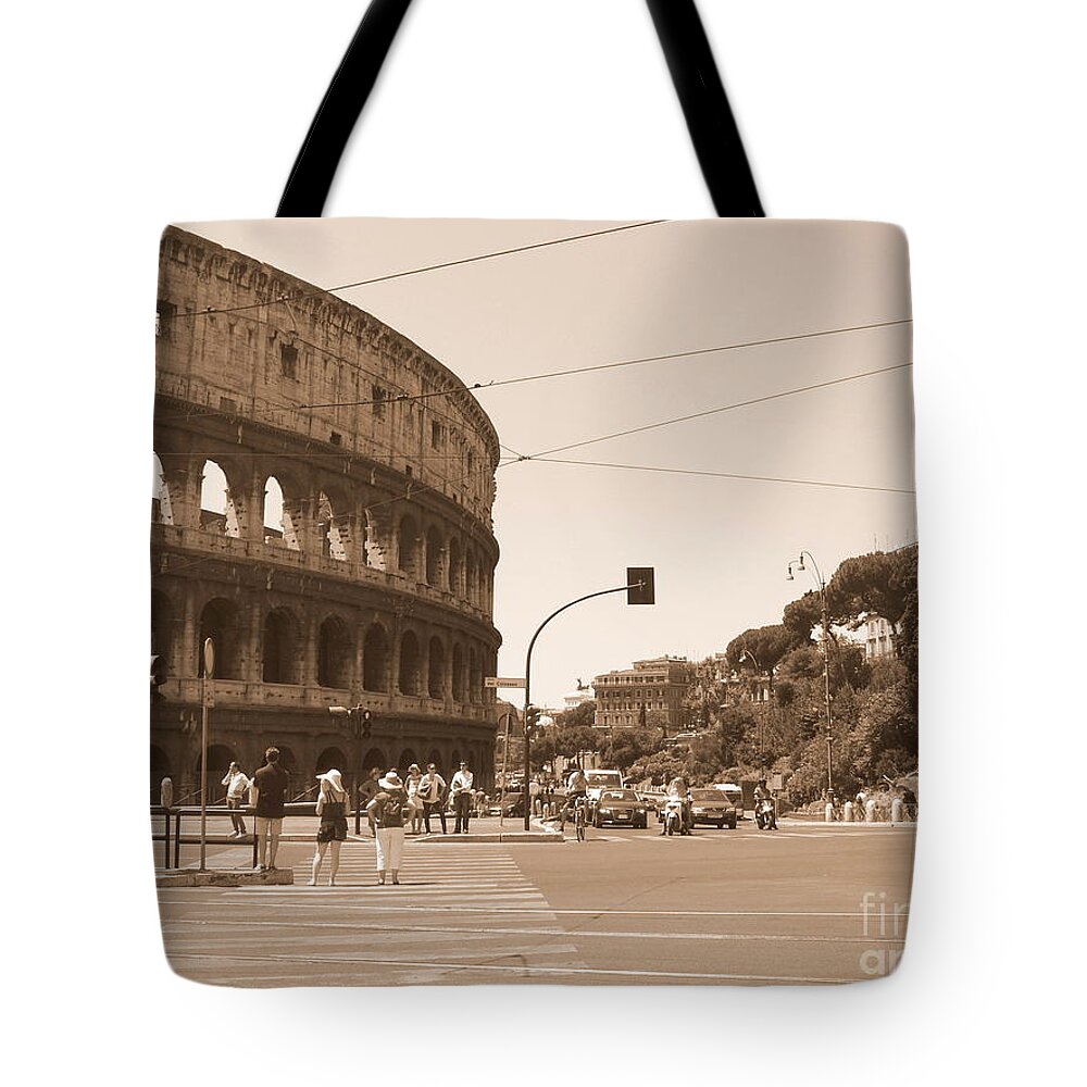 Colosseum Tote Bag featuring the photograph Colosseum in Sepia by Laurel Best