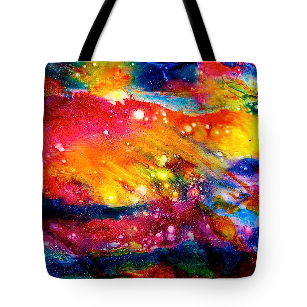 Chaos Tote Bag featuring the painting Coming in to Los Angeles by Janice Nabors Raiteri