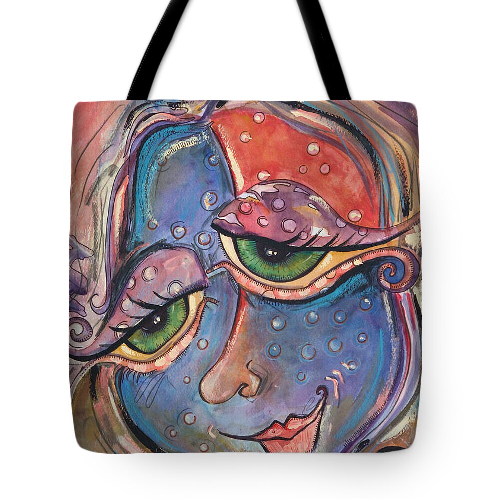 Self Portrait Tote Bag featuring the painting Contentment by Tanielle Childers