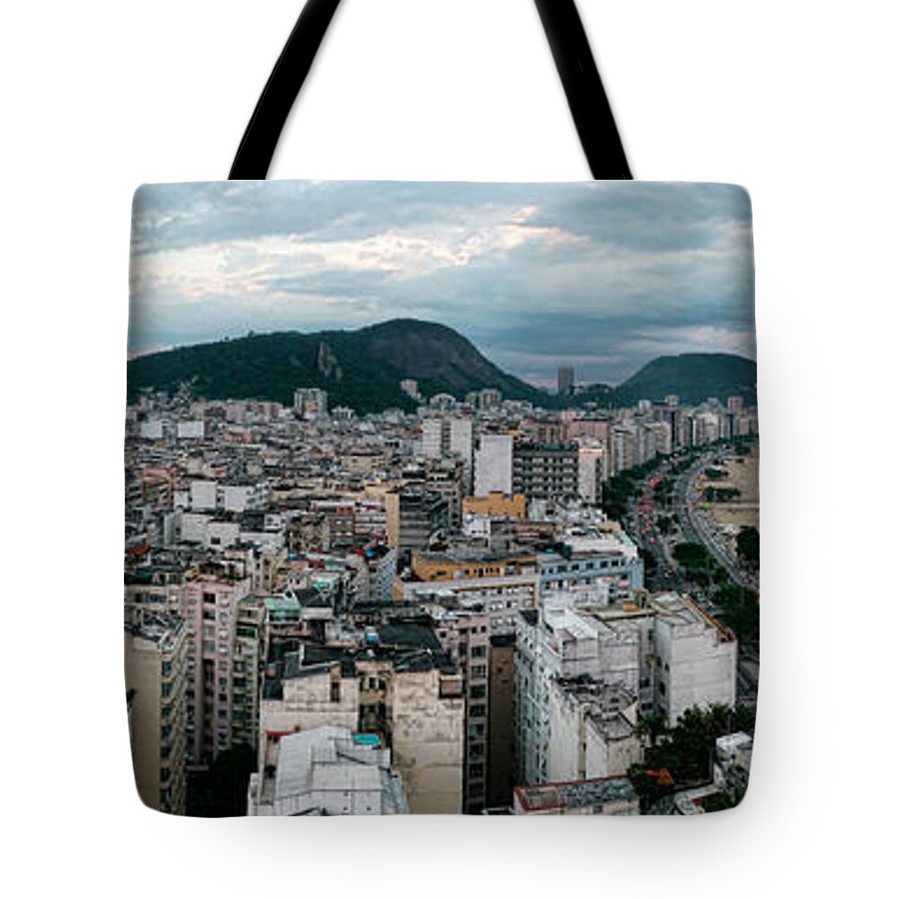 Panoramic Tote Bag featuring the photograph Copacabana Sunset by S Paul Sahm