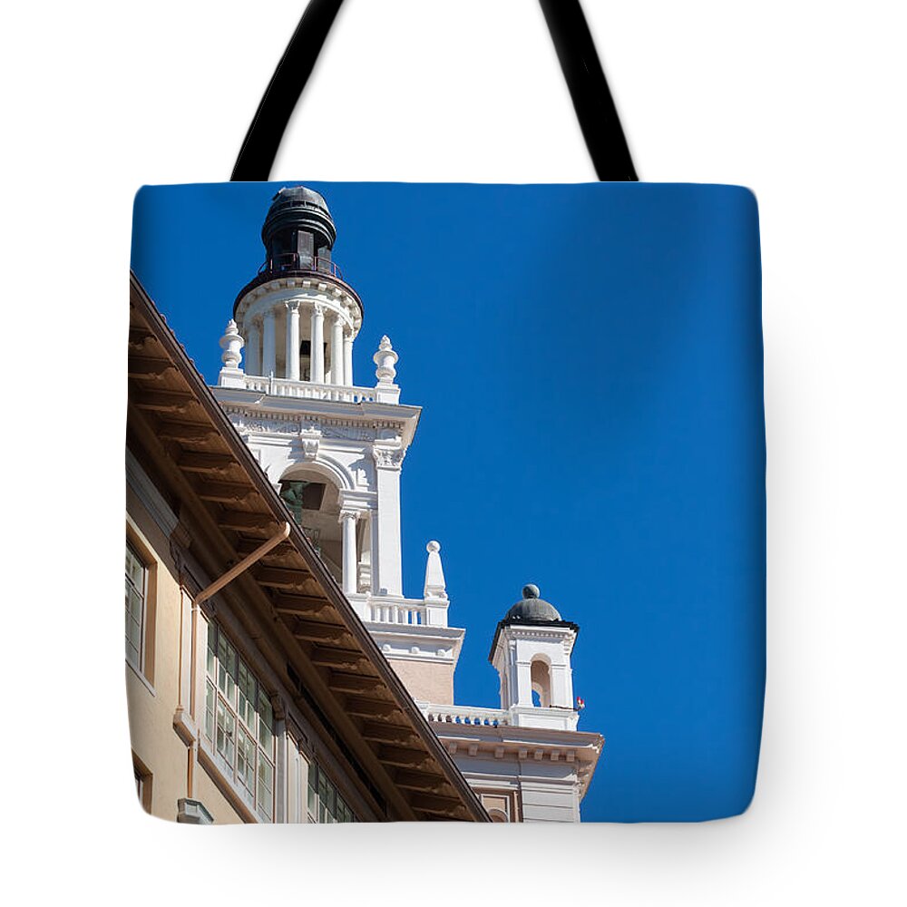 Biltmore Tote Bag featuring the photograph Coral Gables Biltmore Hotel Tower by Ed Gleichman