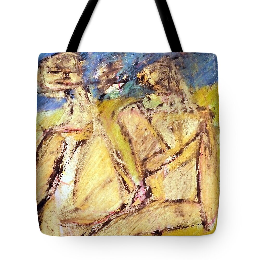  Tote Bag featuring the pastel Couple In The Park by JC Armbruster