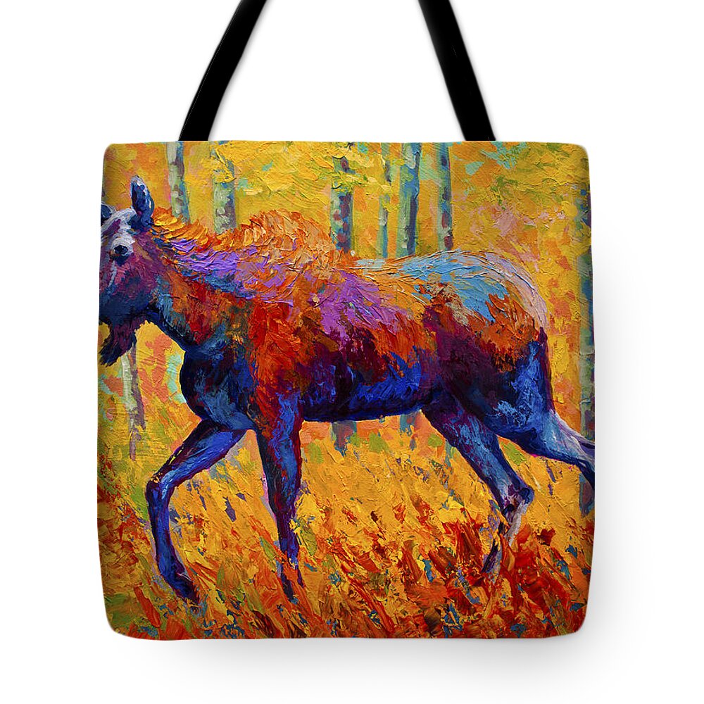 Autumn Tote Bag featuring the painting Cow Moose by Marion Rose