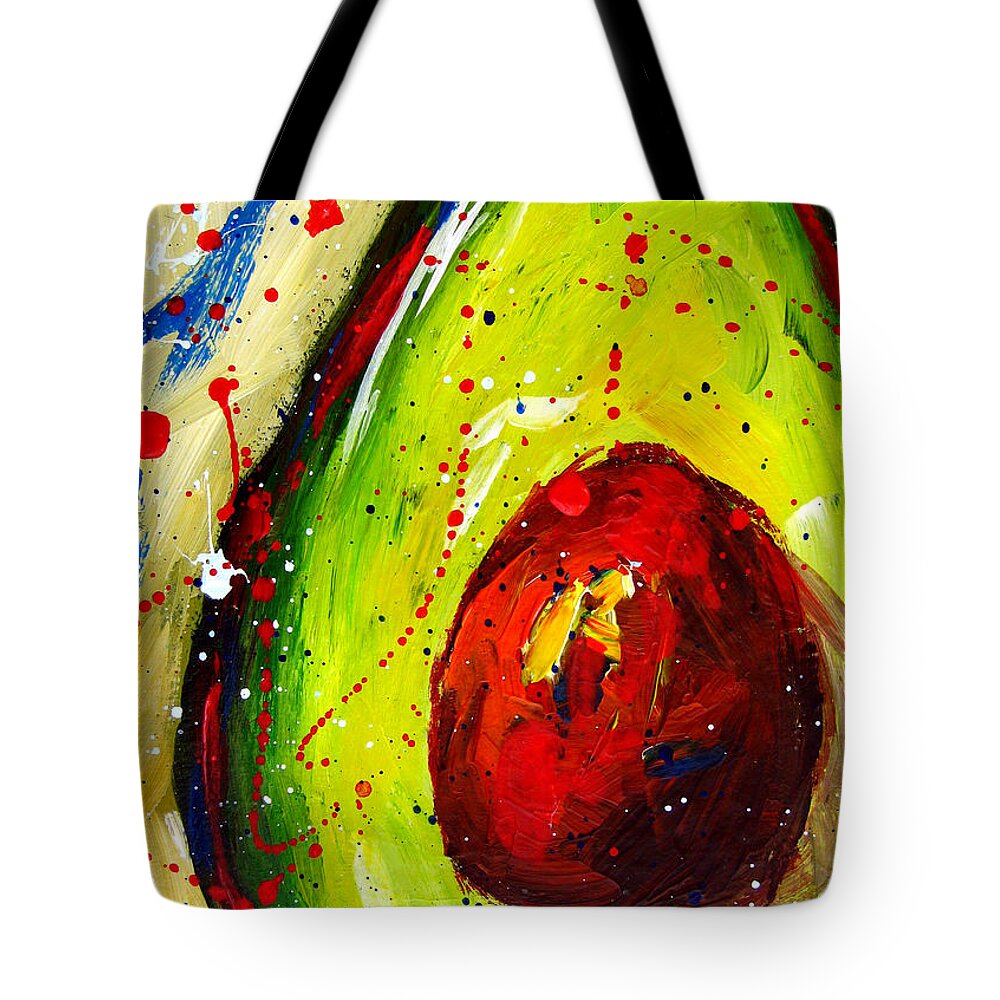 Modern Avocado Art Tote Bag featuring the painting Crazy Avocado 2 - Modern Art by Patricia Awapara