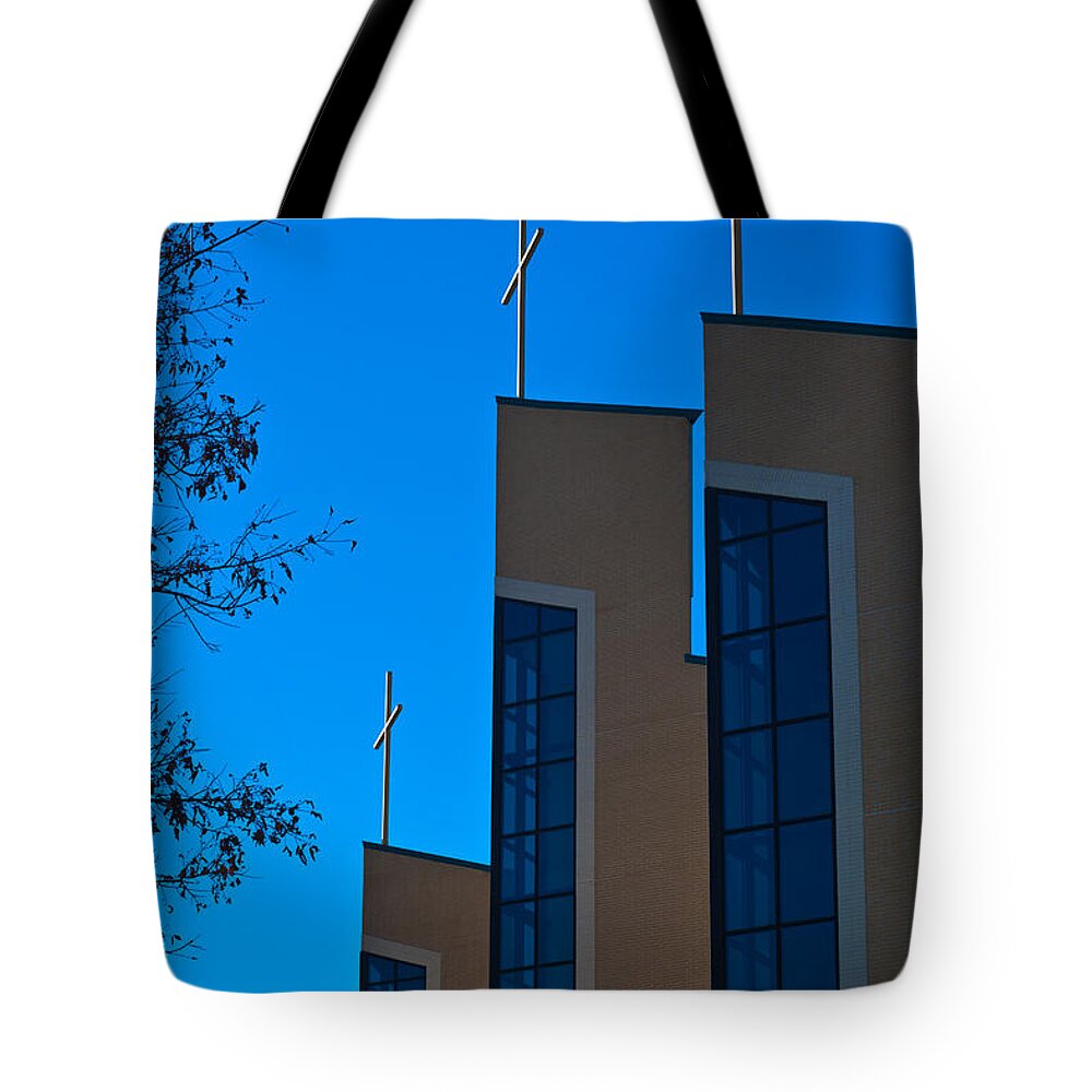 Church Tote Bag featuring the photograph Crosses of Livingway Church by Ed Gleichman