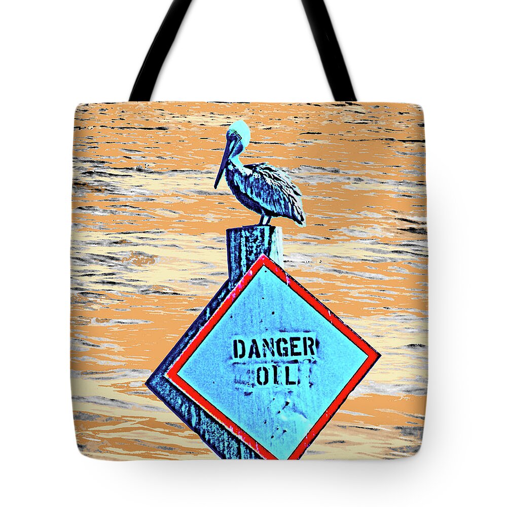 Oil Spill Tote Bag featuring the digital art Danger Oil by Lizi Beard-Ward