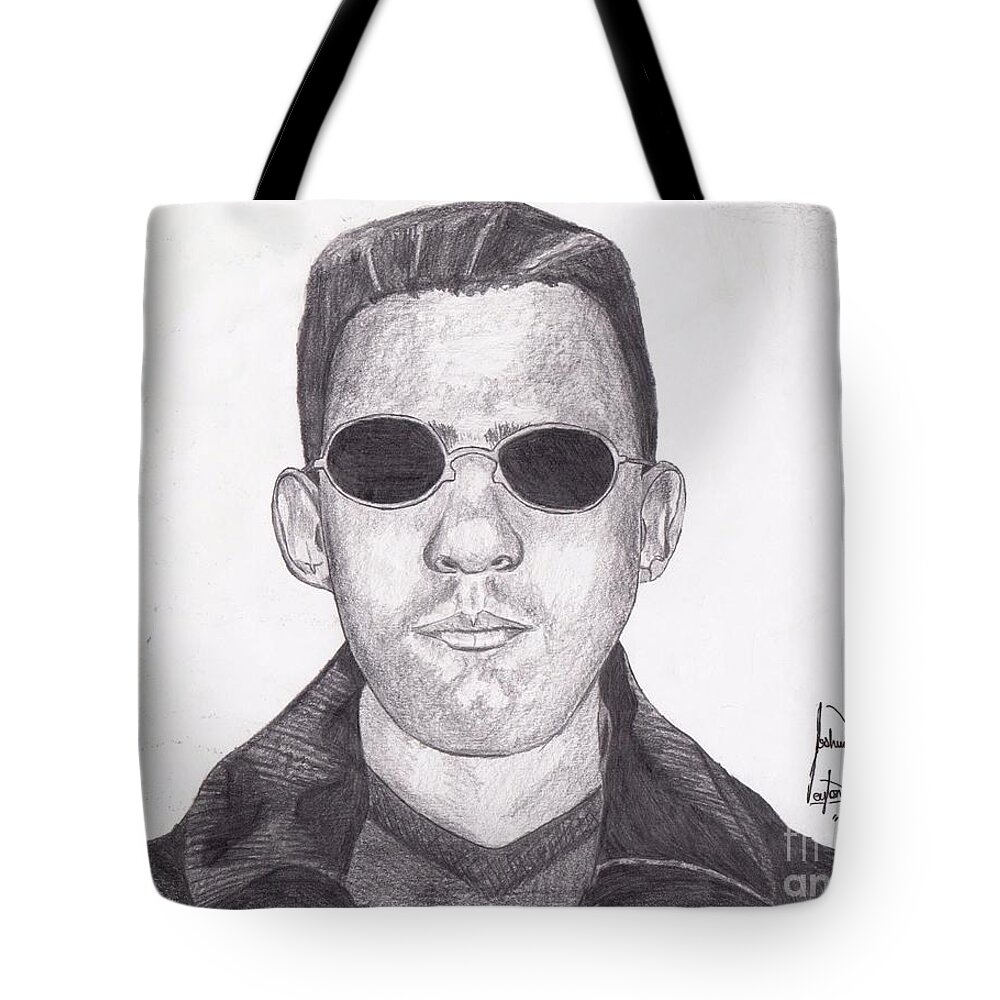 Pencil Drawing Tote Bag featuring the drawing Dark One by JT Peyton