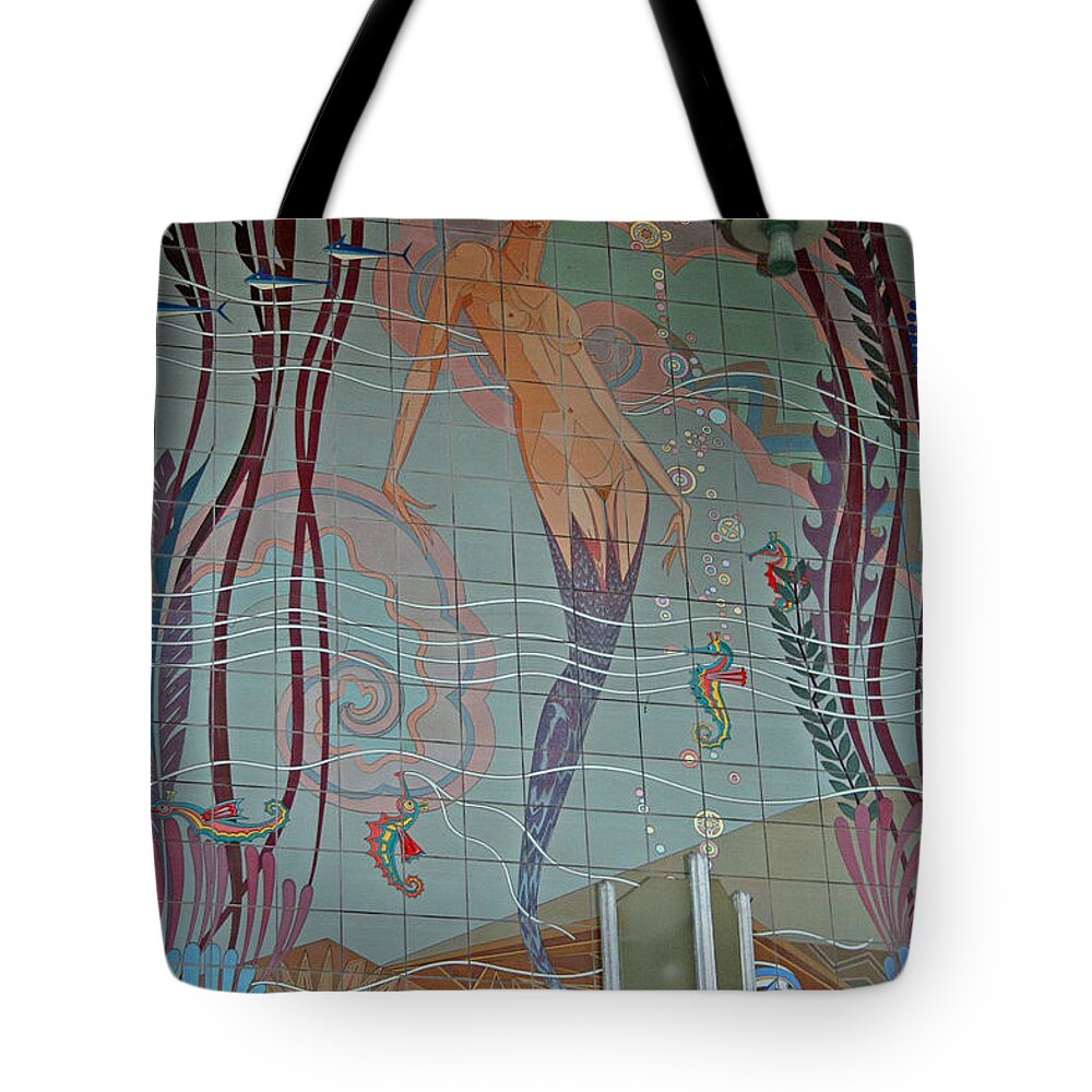  Tote Bag featuring the photograph 'Deco Mermaid of Avalon' by PJQandFriends Photography