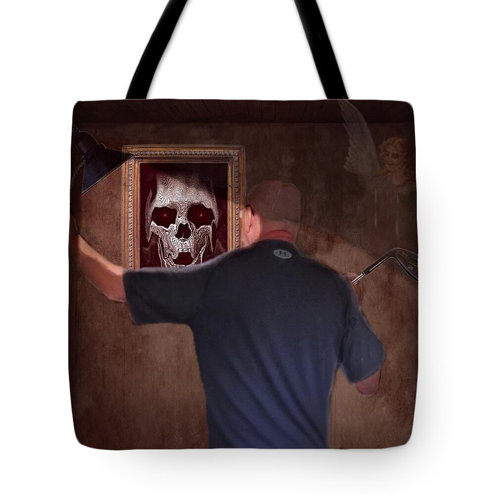 Mirror Tote Bag featuring the mixed media Deep Into The Mirror by David Dehner