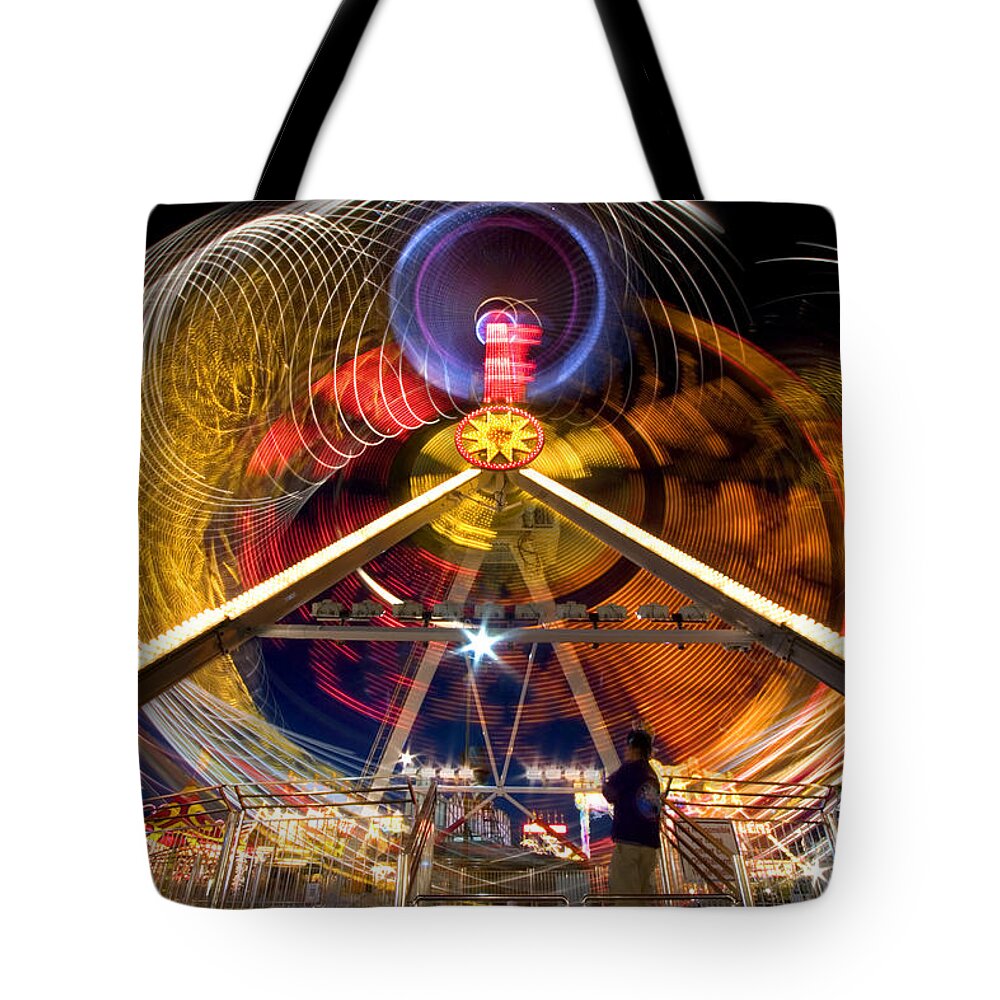 Carnival Tote Bag featuring the photograph Del Mar Fair lights by Daniel Knighton