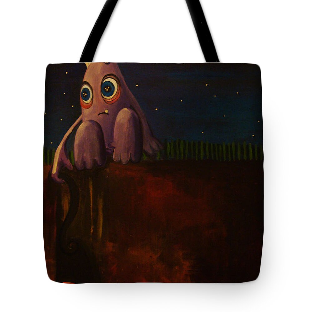 Monster Tote Bag featuring the painting Disconnecting by Mindy Huntress