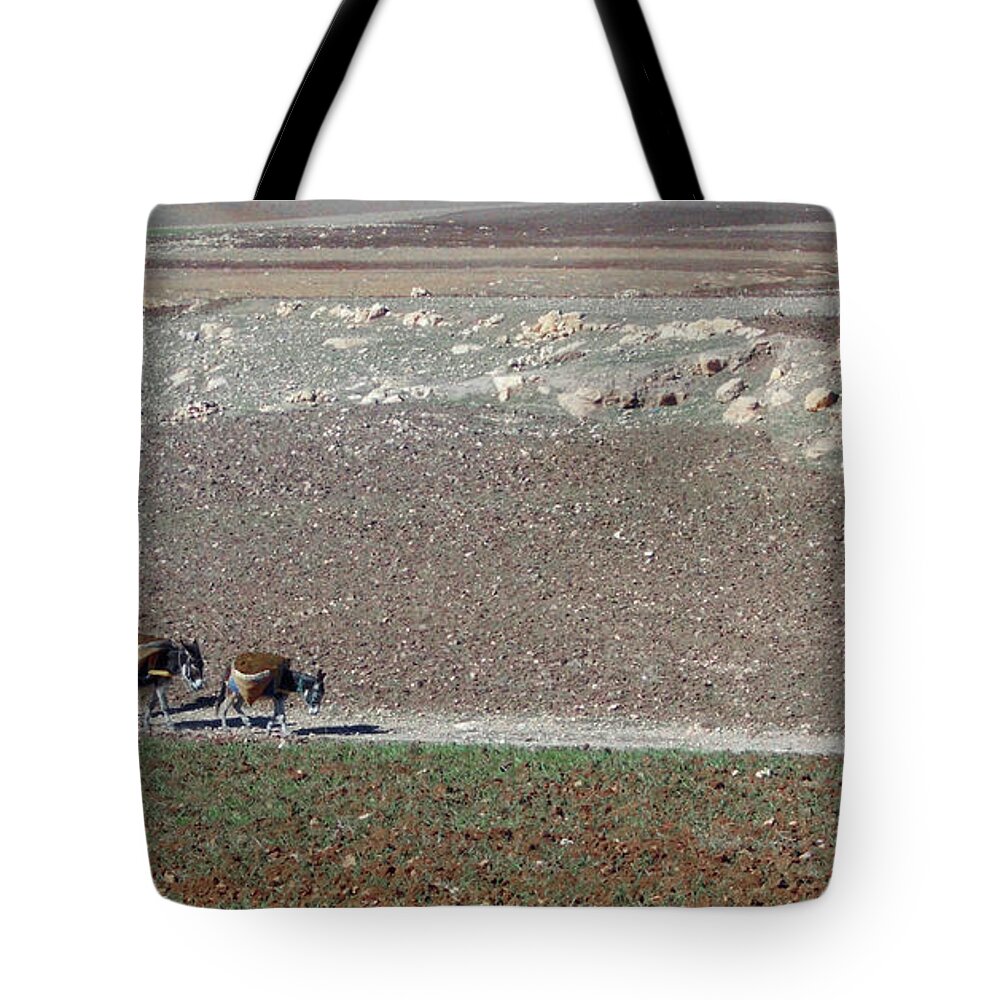 Travel Tote Bag featuring the photograph Donkeys in The Atlas Mountains by Miki De Goodaboom