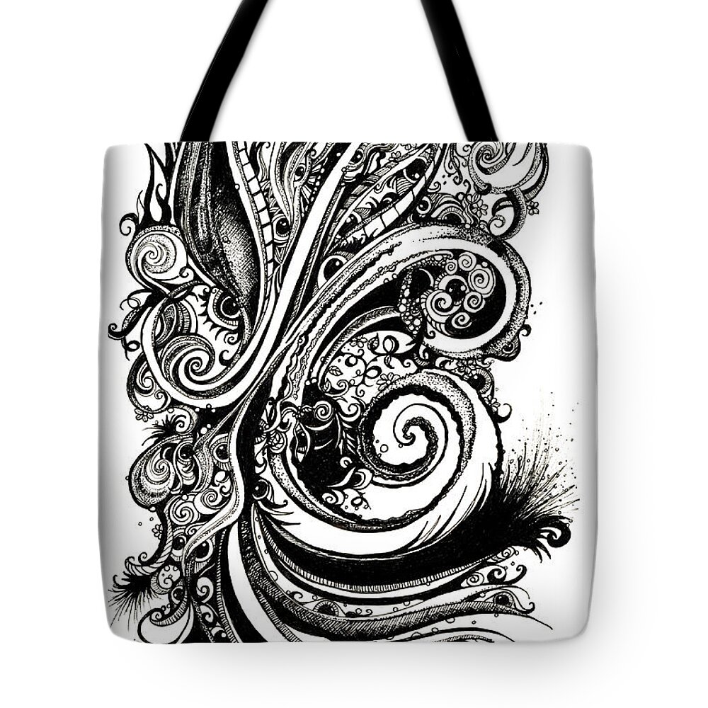 Black Tote Bag featuring the drawing Eyes on You by Danielle Scott