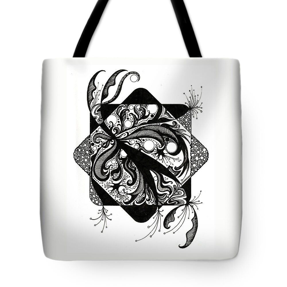 Abstract Tote Bag featuring the drawing No Boundaries by Danielle Scott