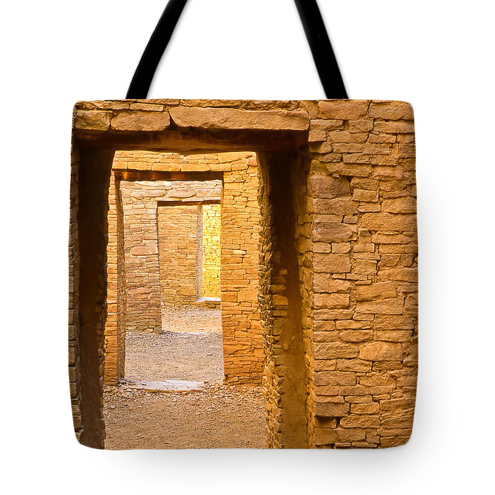 Door Tote Bag featuring the photograph Doorway Chaco Canyon by Tom and Pat Cory