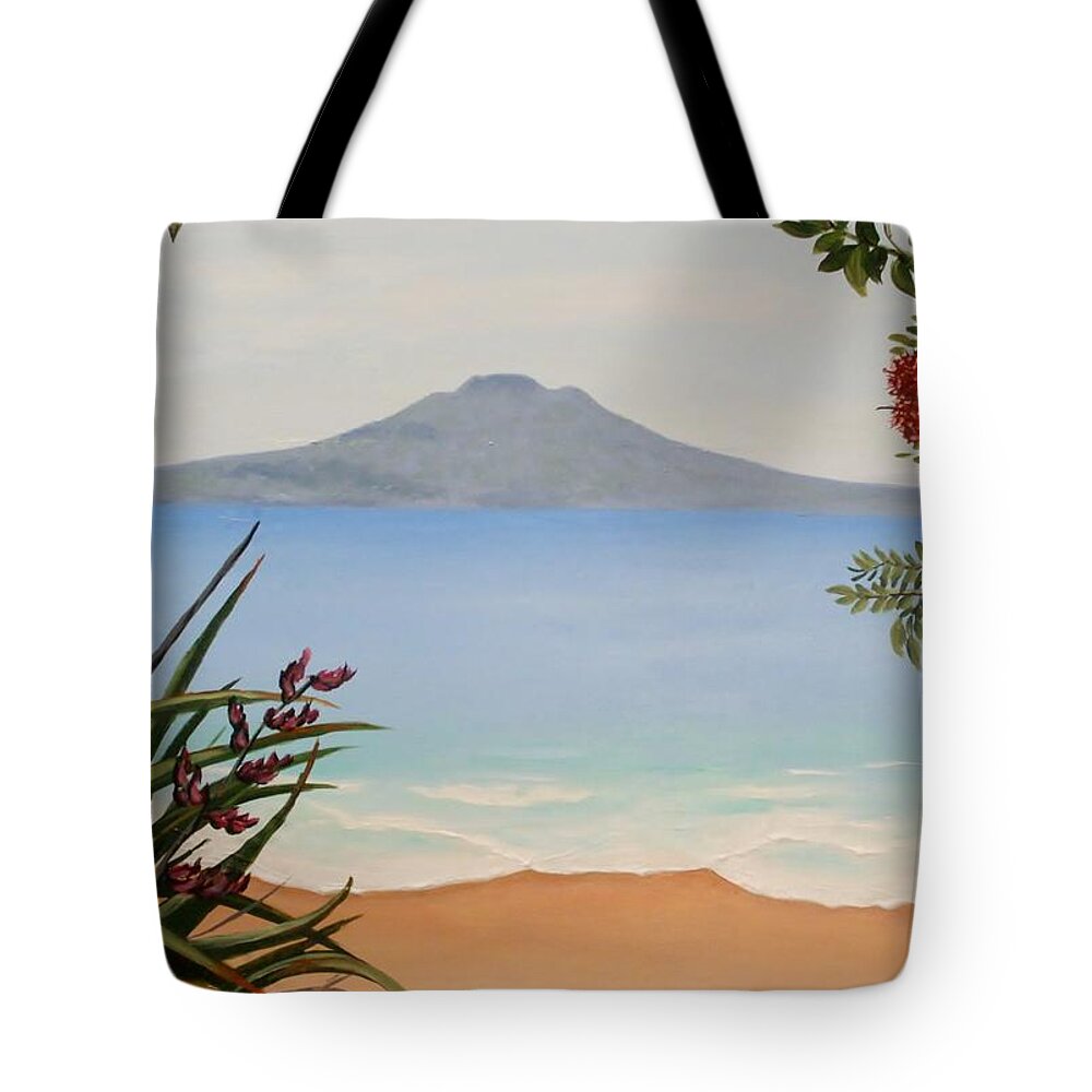 Acrylic Tote Bag featuring the painting Dreaming of Rangitoto by Anne Gardner