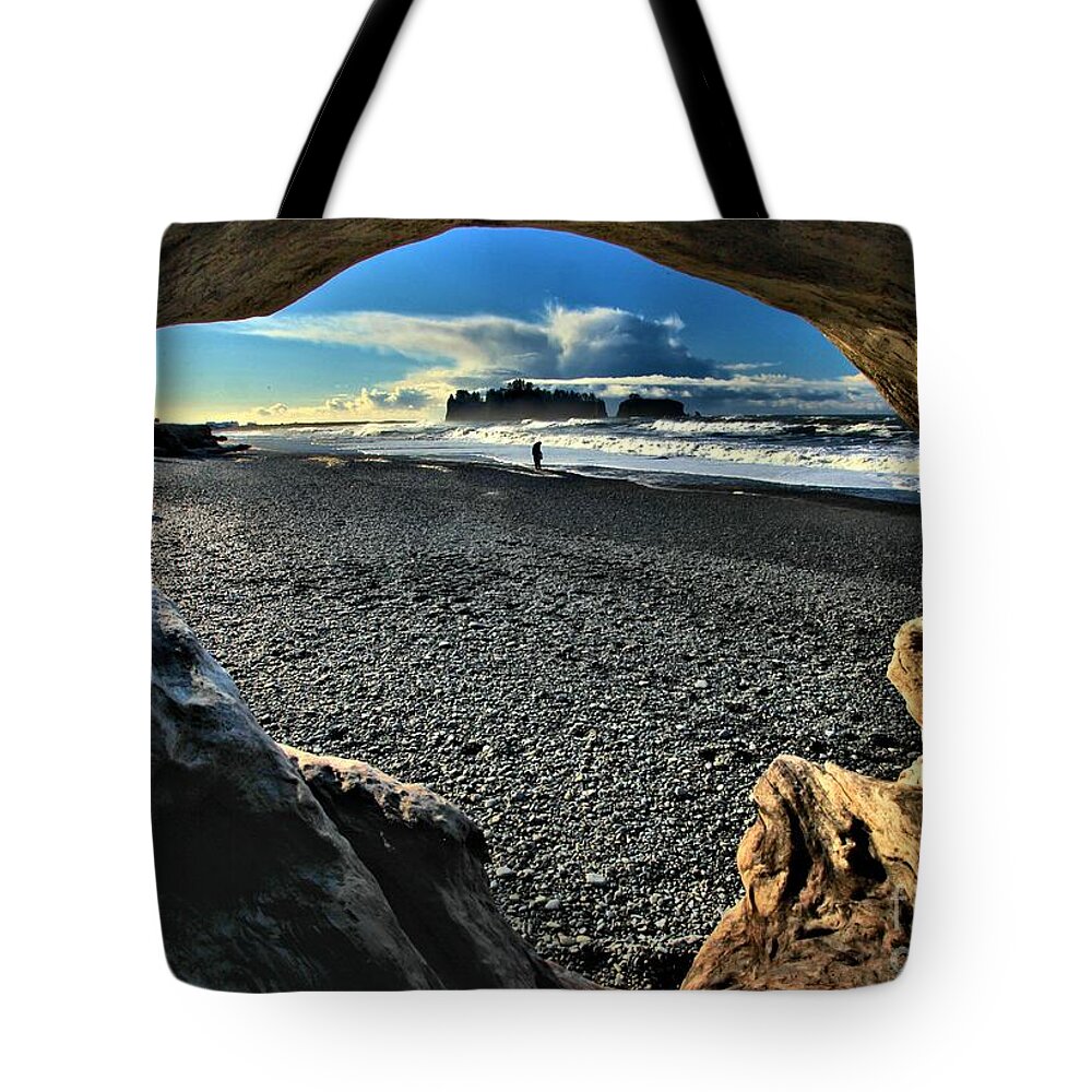 Olympic National Park Tote Bag featuring the photograph Drift Wood Frame by Adam Jewell