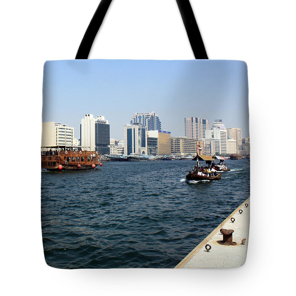 Dubai Tote Bag featuring the photograph Dubai Pier by Munir Alawi