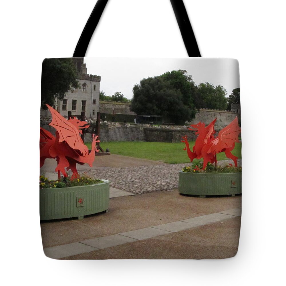 Twin Dragons Tote Bag featuring the photograph Dueling Dragons by Ian Kowalski