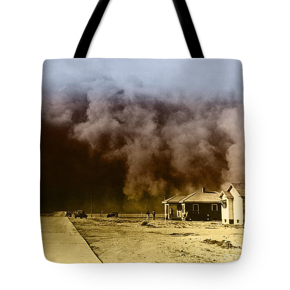 Color Tote Bag featuring the photograph Dust Storm, 1930s by Omikron