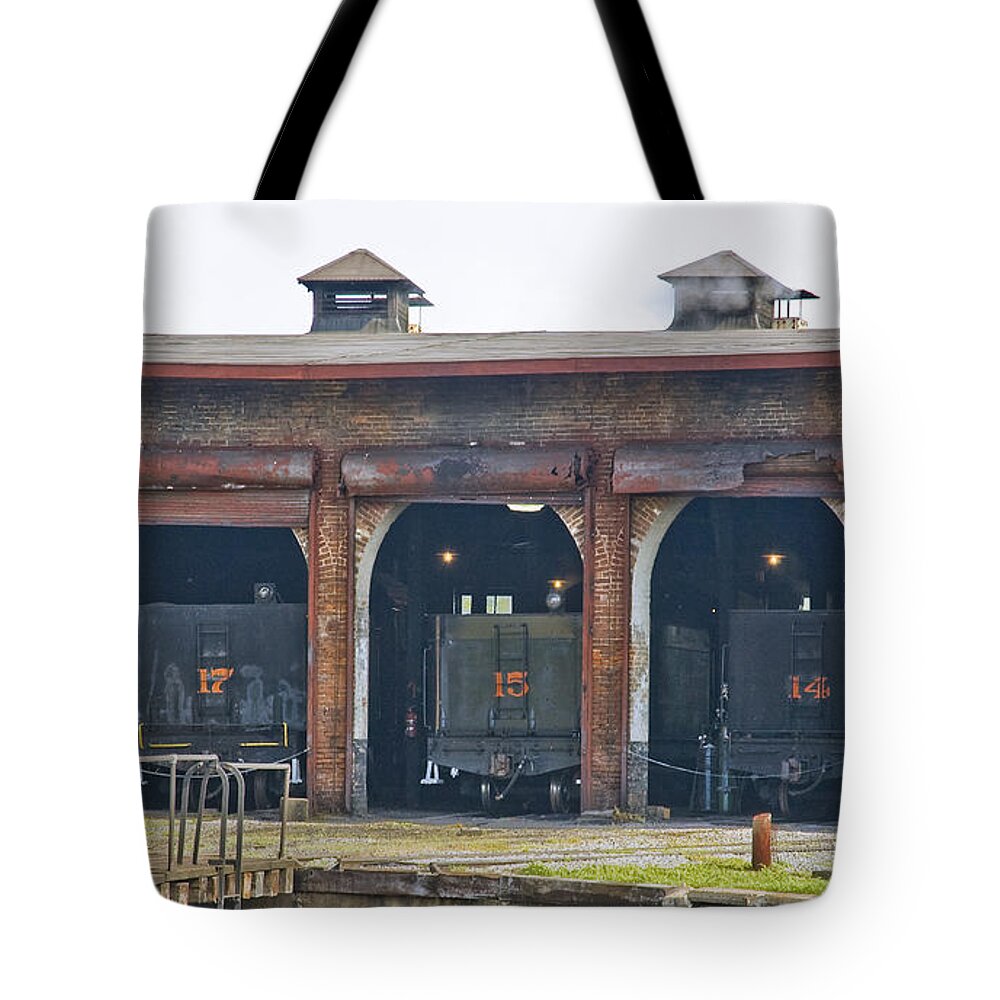 East Broad Top Tote Bag featuring the photograph EBT Roundhouse Closeup by Tim Mulina